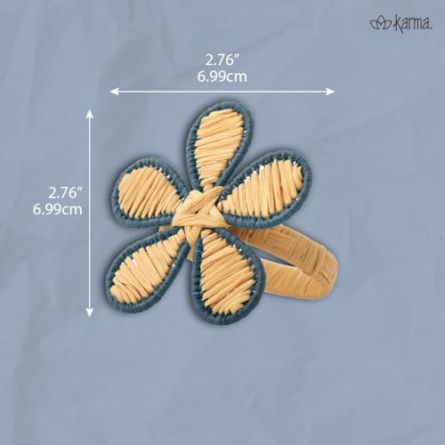 Karma, Raffia Napkin Holder Set of 4, Napkin Ring for Home and Kitchen Décor, Green - Image 3