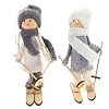 GARVALON 2pcs Ski Mini Figure Ornament Skier Christmas Figurine Pendant Christmas Hanging Skis Xmas Ski Bauble Miniature Figurines Skiers Skiing Christmas Figures Fake Snow Skiing Doll Yarn