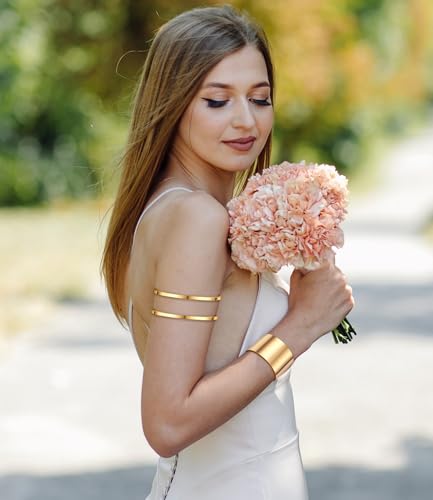 CASDAN 8PCS Arm Cuff Jewelry for Women Gold Upper Arm Cuff Bangle Band Armlet Adjustable Arm Gold Cuff Bracelets Set2