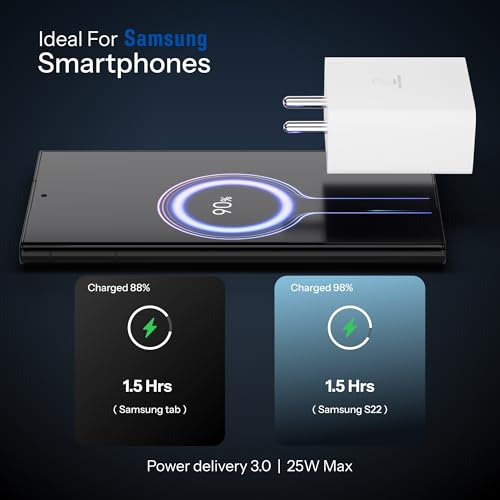 Image of 25W Charger Adapter with C to C Cable, USB Type C Compatible for Samsung Z Fold 6 /5 /4, Z Flip6 /5 /4, S25 /S24 /S24+ /S24 Ultra /S23 /S23+ /S23 Ultra /S23 FE with PD 3.0 Fast Charging(White) Pantom by AIL-KIN