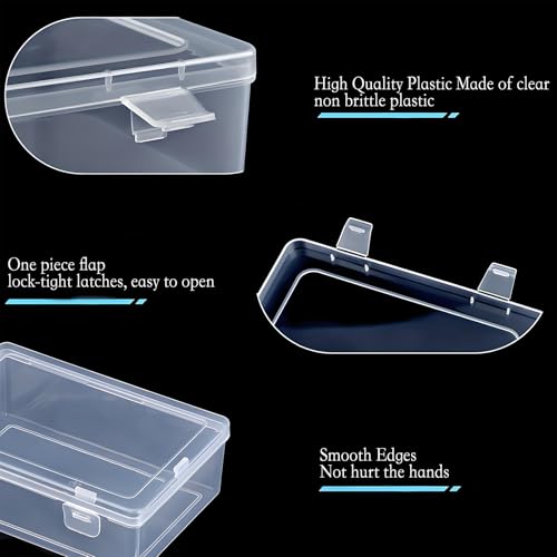 Image of 38 Pcs Clear Plastic Storage Box Set with Lids - Multi-Size Rectangular Organizer Containers for Beads, Hardware, Screws, Jewelry and Office Supplies - Stackable Case for Craft & Workshop Organization