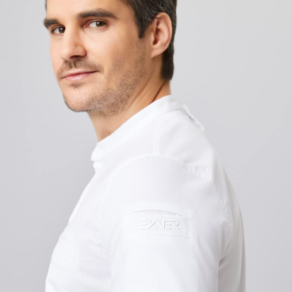 EXNER Funktions-Jacke, Kochjacke, Slim fit Stretch, Langarm, Baumwoll-Mischgewebe, lieferbar in Weiss, schwarz, grau und blau