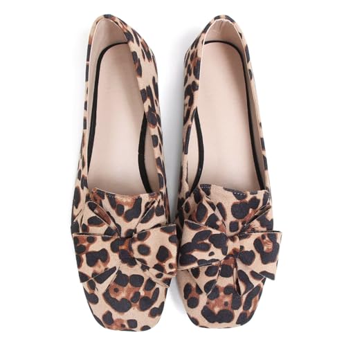Image of WENJIAZHIZHI Square Toe Bow Ballet Slip-On | Classic Suede Finish,Chic Bow Detail,Effortless Everyday Style,Wedding Party Office,Plus Size Available