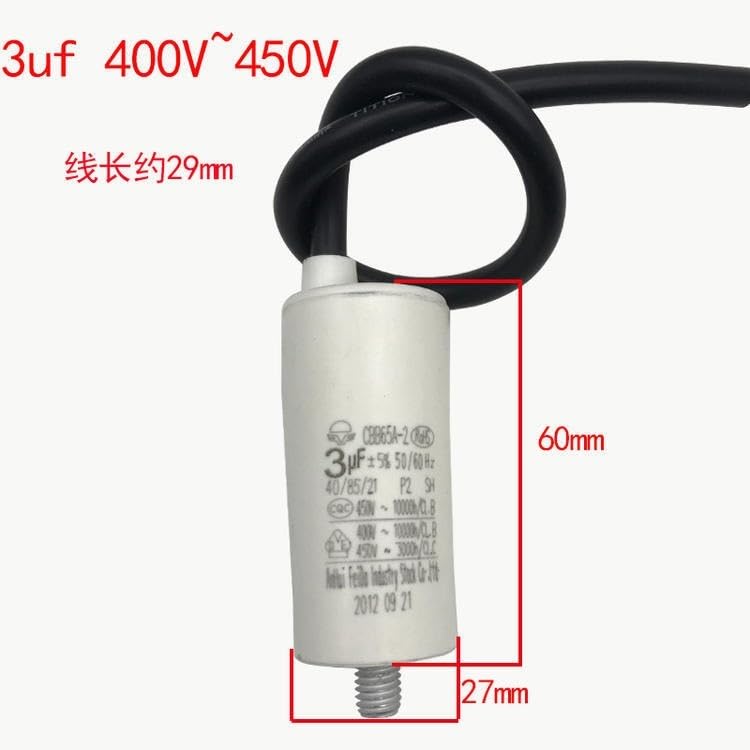 Réfrigérateur congélateur CBB65A-2 non polaire 1.5UF 2.5uF 3UF 4UF 5UF 6UF AC 450V 5%, condensateur de fonctionnement du moteur blanc(2.5UF)