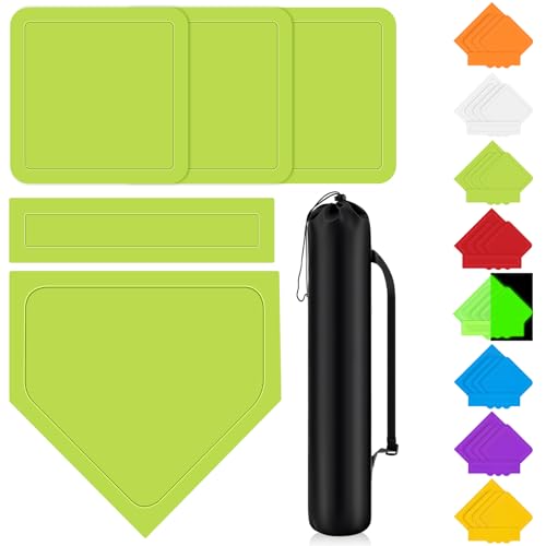 Hiboom 5 Pcs Baseball & Softball Base Set with Portable