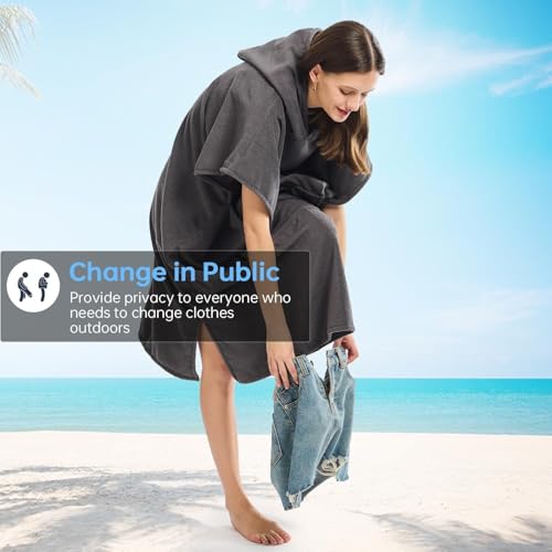 Poncho de bain adulte serviette poche absorbant et compact - 4
