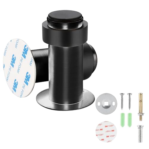 CKLHCFF Tope de puerta de acero inoxidable (Negro/Black, 8cm/3.15in)