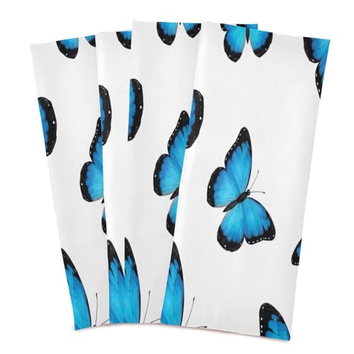 Paños de cocina absorbentes con mariposas azules de 28x18 pulgadas en juego de 6 unidades 3