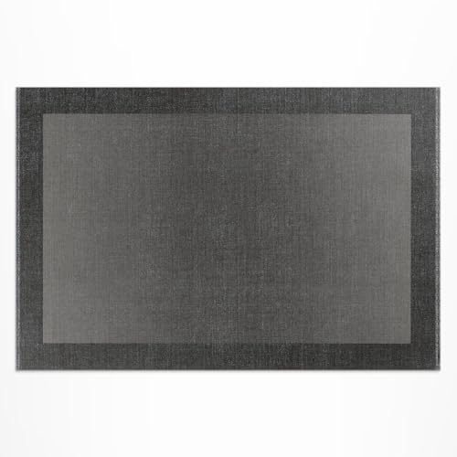 Tapis de balcon 120x180 déco extérieure chic en PVC rectangle imperméable cadre gris - 2