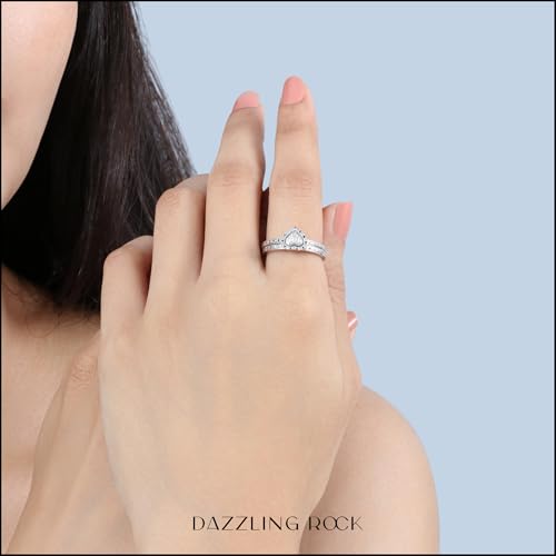 Dazzlingrock Collection 0.26 cttw Round Black Diamond & White Diamond Heart Shaped Wedding Ring Set in 925 Sterling Silver2