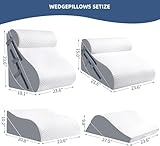 6p orthopädisches Bett Keil Kissen Set mit ganzem Memory Foam Taillenkissen, Bett Keil Kissen für Schlaf/Rückenschmerz Linderung, justierbare Bein Höhen Kissen für nach Operation, Schwellung.