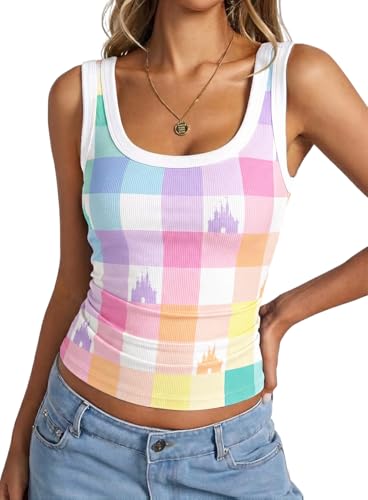VILOVE Magic Princess Tank Top Women Magical Castle Shirts Graphic Tanks Summer Holiday Vacation Sleeveless Tops