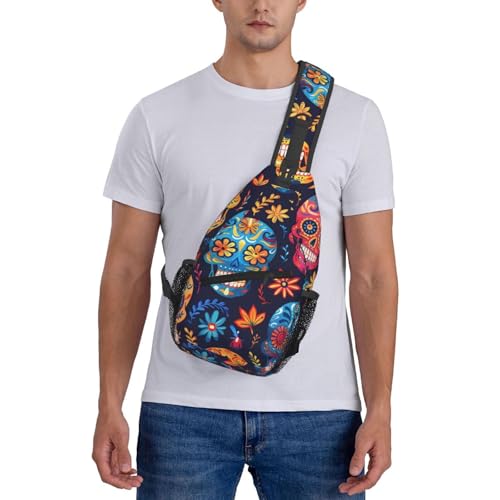 Morral cruzado unisex patrón calavera colorida ligero miniatura 7