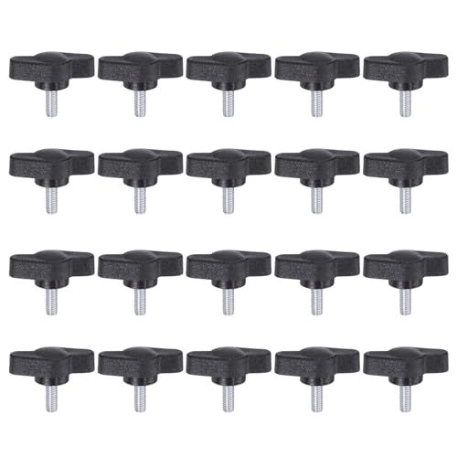 HARFINGTON 20pcs Tee Wing Thumb Screws M4 x 10mm Standard Male Thread Plastic T Knobs Handles Hand Clamping Knobs Grip Thumbscrew, Black