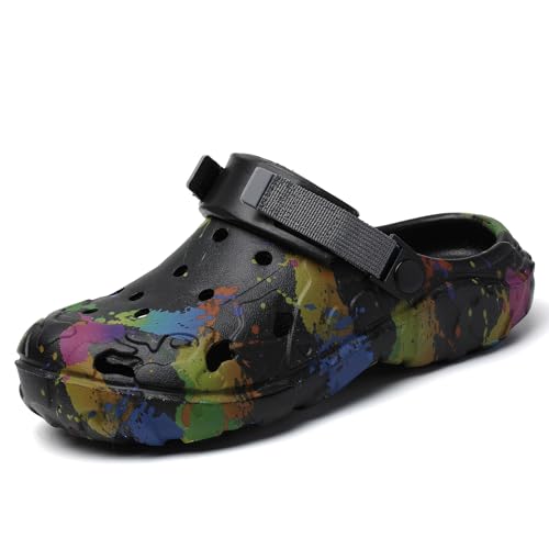 ELIOGN Zoccoli Eva da uomo con design a spruzzo di colore – Scarpe da giardino leggere antiscivolo con cinturino regolabile, scarpe da acqua traspiranti per giardino, spiaggia, piscina e tempo libero