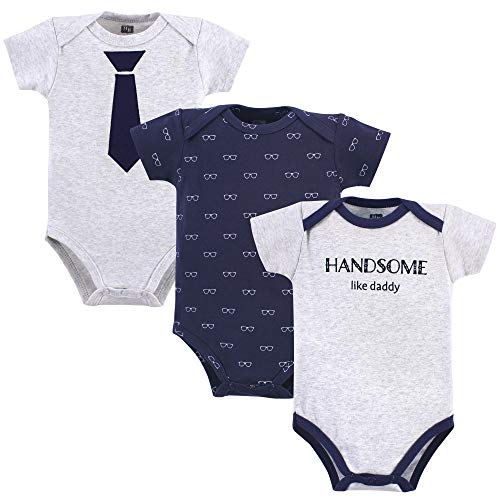 Hudson Baby Unisex Cotton Bodysuits, Handsome Like Daddy, 6-9 Months