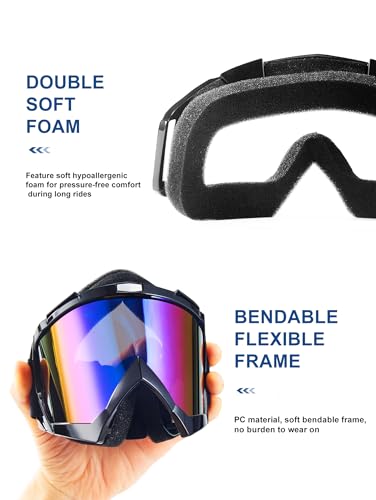 Image of 2Pcs Dirt Bike Goggles Motocross Motorcycle ATV Riding Dustproof Windproof Off Road Racing MX Four Wheeler Goggles