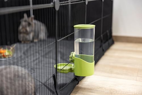 KERBL Wasserspender 850 ml – transparent Grün (aus langlebigem Kunststoff, für Kaninchen und Kleintiere) 81845