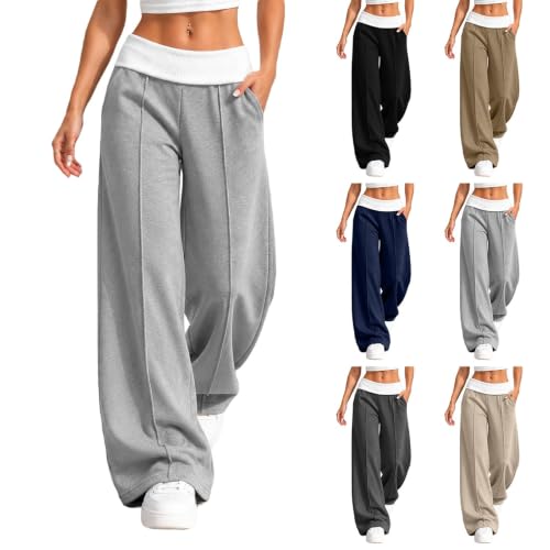 Womens Wide Leg Sweatpants Baggy Y2k Bootcut High Waisted Flared Pants - image 1