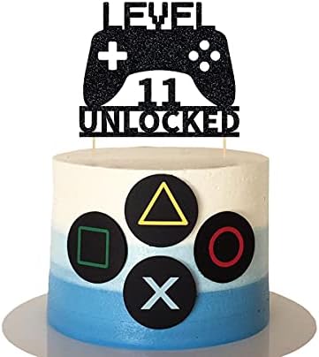 Level 11 Unlocked Cake Topper, Video Game Cake Topper, Game Controller Cake Topper for 11th Birthday Party Decoration