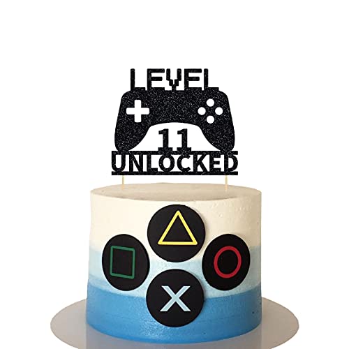 Level 11 Unlocked Cake Topper, Video Game Cake Topper, Game Controller Cake Topper For 11Th Birthday Party Decoration #TOP1
