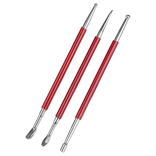 Kit de Herramientas de Artesanía en Cuero 3 Piezas para Bricolaje con Cuchara de Punteado y Tallado