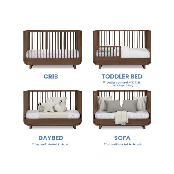 Delta children rhodes 4 in 1 convertible crib greenguard gold certified teak brown  urban country home decor