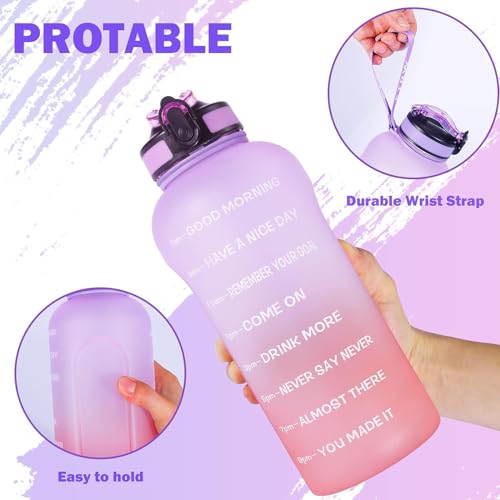 ETDW Bottiglia Acqua 1.5 Litro [Senza BPA Tritan], 1500ml Borraccia Sportiva con Cannuccia a Prova di Perdita, Motivazionale Borraccia con Marcatori di Tempo per Palestra, Campeggio, Yoga, Picnic