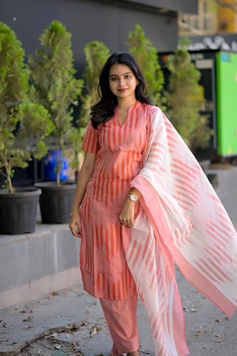 Image of ANNI DESIGNER Women Cotton Blend Kurta with Pant & Dupatta