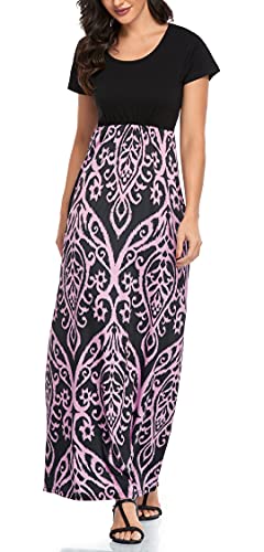 Image of Mommy Jennie Women's Maxi Dresses Short Sleeve Long Casual Summer Sundresses
