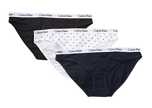 Calvin Klein Women`s 3 Pack Carousel Cotton Bikini Panty (Black(QP1259-916)/White, Medium)