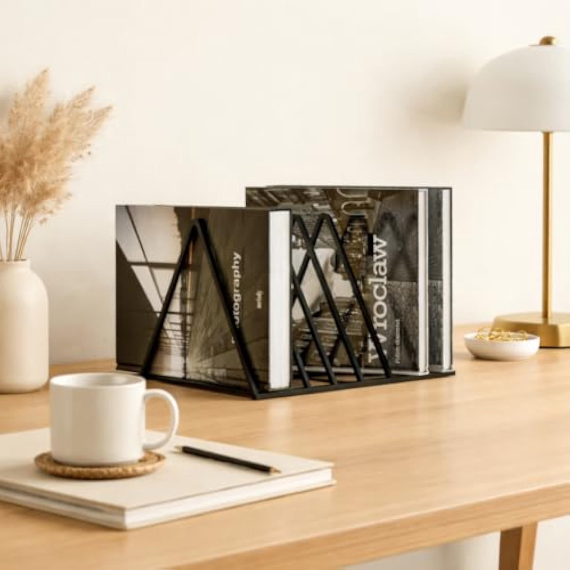 Desktop Book Stand Organizer | Tabletop Bookshelf & Metal Book Rack