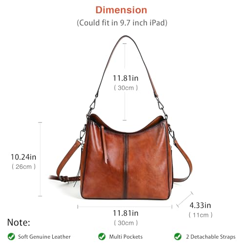 Women's leather retro shoulder bag largeHOBO bag crossbody bag4
