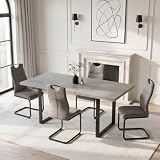 JIEXI Chaises de Salle à Manger Grises en Tissu, Lot de 4