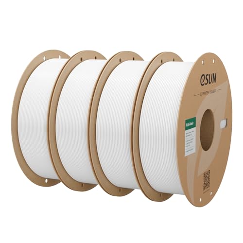 eSUN PLA Filamento 1.75mm, PLA Basic Filamento Precisión Dimensional +/- 0.05mm, 1KG por Carrete, 4 Carretes Filamento para 3D Impresoras,Blanco Frío*4