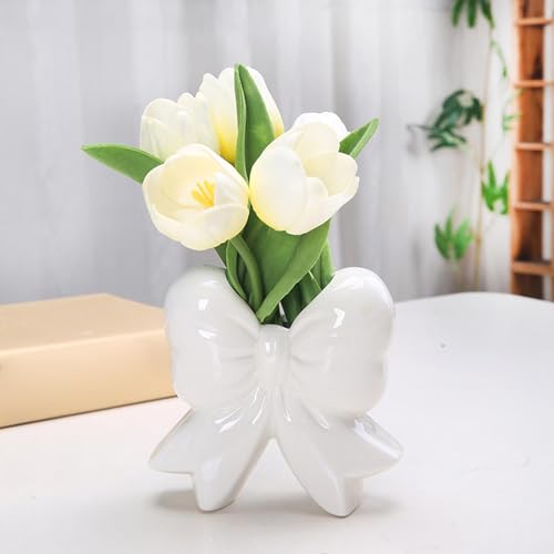 Flores secas estables en jarrón cerámico para evitar caídas 3