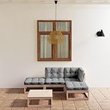 Yunovire Lot de 5 meubles de jardin en pin massif - Coussins gris - Modules de 70 x 70 cm - Pour terrasse, balcon, extérieur, canapé d'angle robuste, canapé et patio