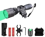 Windfire Linterna de caza profesional – Kit de linterna nocturna para caza con luz verde con presostato, montar, batería y cargador [Clase de eficiencia energética A]