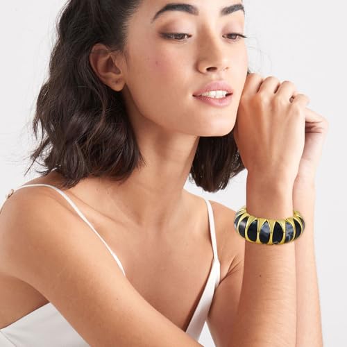 HIIXHC Acrylic Chunky Bangles Bracelets for Women Resin Gold Stretch Bracelets for Women Gift Jewelry2