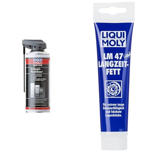 LIQUI MOLY Pro-Line Schnellrostlöser | 400 ml | Korrosionsschutz | Rostlöser | Art.-Nr.: 7390 & LM 47 Langzeitfett + MoS2 | 100 g | Lithium Fett | Art.-Nr.: 3510