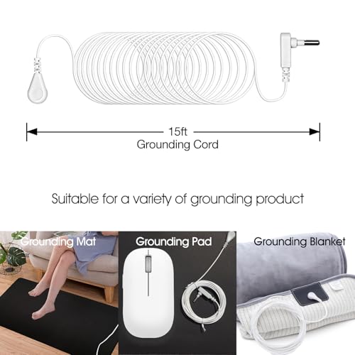 Image of 2Pcs Grounding Cords, Replacement Grounding Cable Accessories for Grounding Sheets Grounding Mat (Grounding Cords with 2 Plug Port)