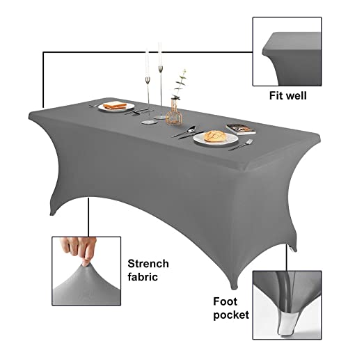 Image of FORLIFE Spandex Table Covers,Fitted Tablecloth for Rectangular Tables, Stretch Patio Table Covers, Universal Spandex Table Cover for Wedding, Banquet, Party (6ft, Gray)