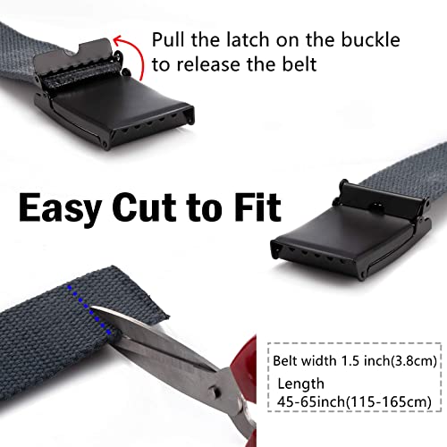 Belt Men Plus Size Up to 65", Tactical Canvas Web Belt with Flip-Top Military Metal Buckle, 2 Pack2