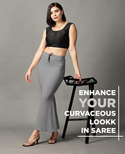 Image of ZORNITSA Cotton Lycra Saree Shapewear Petticoat for Women, Stretchable Saree Shaper Petticoat Inskirt, Shape wear Dress for Saree, Skirts