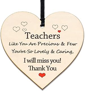 NITOP Teacher Gifts Thank you Gfits Wooden Hanging Heart Plaque Gift for a Great Teacher Best Birthday Gifts for Women Teacher Keepsake Leaving Gift Presents for Teacher