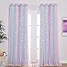 NICETOWN Baby Room Decor, White Gauze & Blackout Drapes Assembled, Star Cut Romantic and Colorful Bedroom Curtains for Girls Birthday Party (Blue & Purple & Pink, Each is W52 x L84)
