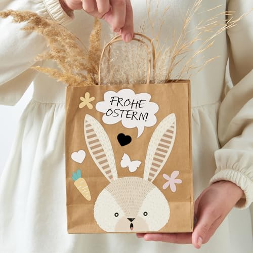 10 ostertüten | mit 10 Aufklebern süße Ostergeschenktüten | zum Befüllen als Osternester Osterkorb für Kinder Ostereier zum Befüllen Osterdeko Ostern basteln