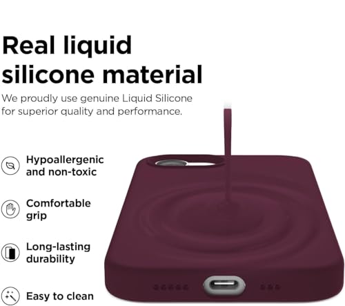 Image of DIZORO Compatible with iPhone 17e / iPhone 16e Case 6.1 inch Liquid Silicone 3 Layers Full Covered Soft Gel Rubber Phone Case,Shockproof Protective Cover with Anti-Scratch Microfiber Lining-Wine Red