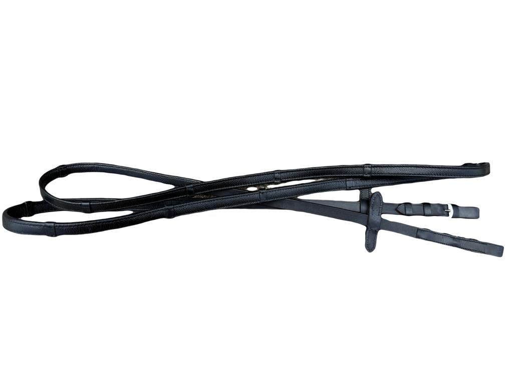 Leather Softy Reins Stoppers for Horse Bridles, Full-Shetland Size, Brown (Black, Pony)