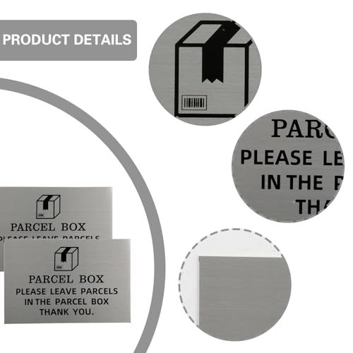 Yuannee Paketbox Schild,2 PCS 10 * 15CM Selbstklebendes Schild Edelstahl Metallschild \PLEASE LEAVE PARCELS IN THE PARCEL BOX\ Aufkleber für Den Paketkasten um Lieferungen Haus Hof und Eingangstür